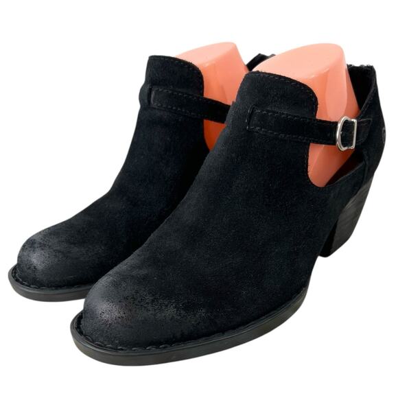 BORN Mendocino Distressed Suede Ankle Boot 2 inch Heel in Black Women’s Size 10M - Picture 2 of 15